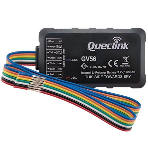 Der GPS-Tracker Queclink GV56 mit seiner farbcodierten Verkabelung