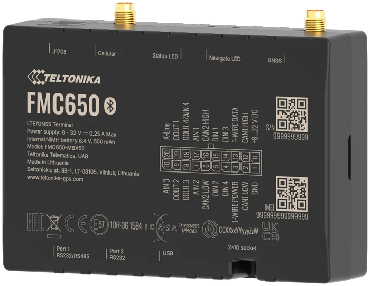 Il localizzatore GPS Teltonika FMC650 per veicoli pesanti
